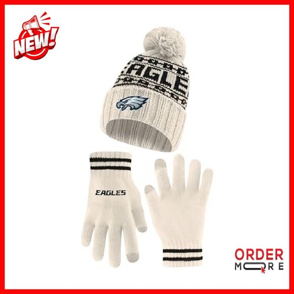 NFL Team Winter Beanie Hat with Touch Screen Gloves Set - Picture 2 of 8